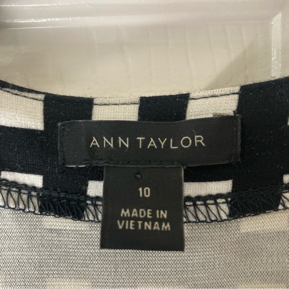 Ann Taylor Polka Square Plaid True Wrap Stretch Dress 10 Black/White Short Sleev - Picture 15 of 16